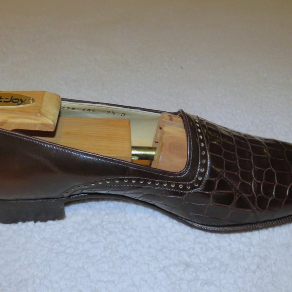 Mauri Brown Alligator Broguing Spectator Loafer Flats 9.5 M